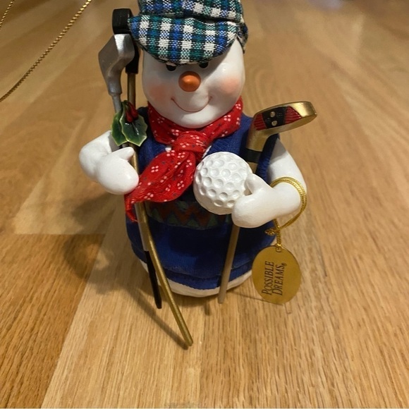 Clothtique Possible Dreams Chip Frozengreen Snowman Golfer Ornament NEW - Picture 4 of 8